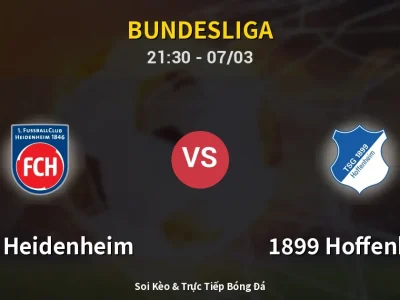 🔴 Trực Tiếp: 1. FC Heidenheim 0-0 1899 Hoffenheim – Link Xem Bundesliga (Full HD)